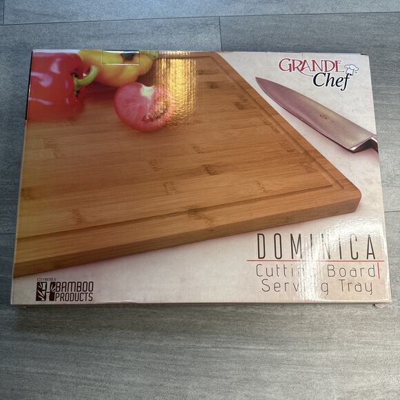 18x13 Grande chef Bamboo Dominica cutting board serving tray - Picture 1 of 2